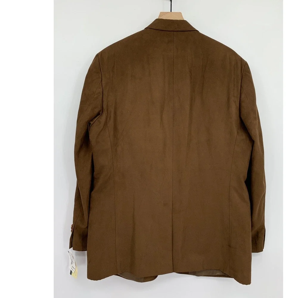 Ralph Lauren Blazer Jacket Mens 44L Brown Faux Suede UltraSuede Sport Coat NEW